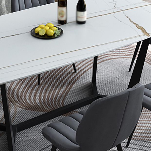 Modern 1/4/5/7 Pieces Black Dining Set Sintered Stone Dining Table Set with Leather Chairs Clearhalo 'Dining Room Sets' 'Dining Tables & Seating' 'dining_room_set' 'furn' 'furn_dining_room_set' 'Furniture' 'furniture_dining_room_set' 'Kitchen & Dining Furniture' 'kitchen&dining_furn' 'kitchen' 1200x1200_c0e6e5af-58c6-425f-b2c1-dcd8dce10ec1