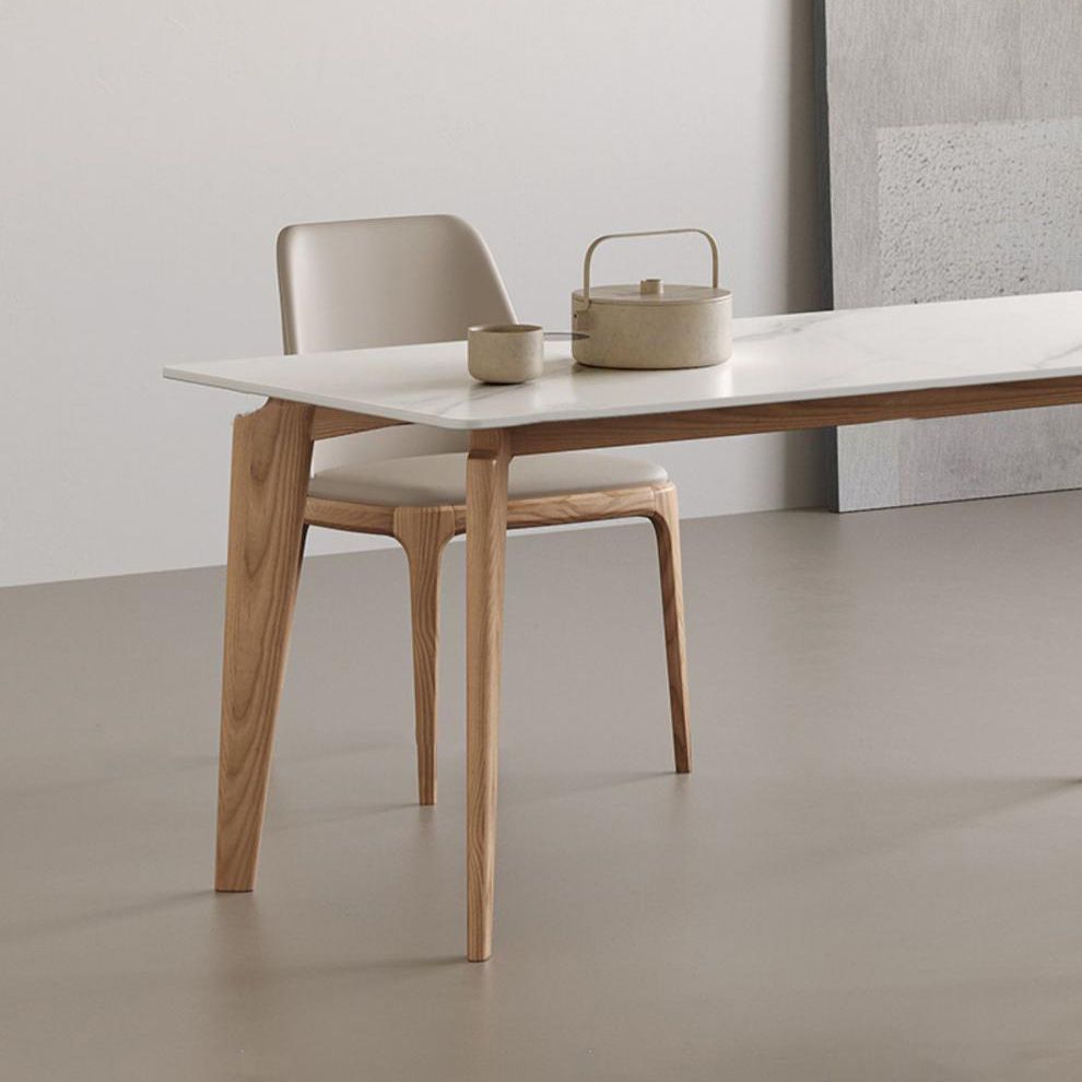 Modern Rectangle Dining Table Sintered Stone Table with Wooden Legs for Home Use Clearhalo 'Dining Tables & Seating' 'Dining Tables' 'dining_table' 'furn' 'furn_dining_table' 'Furniture' 'Kitchen & Dining Furniture' 1200x1200_c0e73bda-b6dc-43b1-88e5-cabb2ae4e4a1