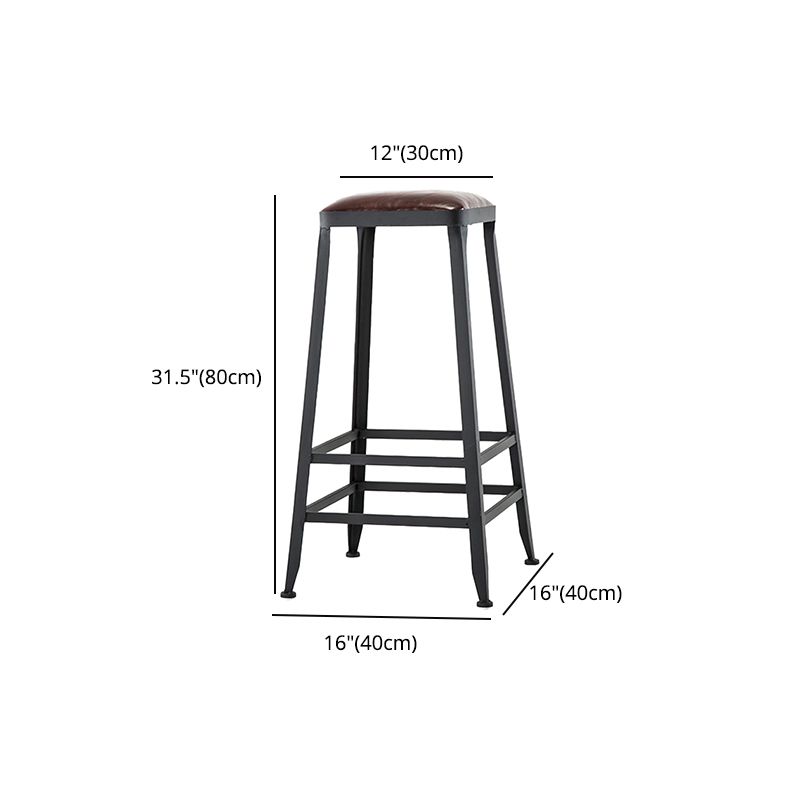 Industrial Leather Bar and Counter Stool Square Stool with 4 Legs Clearhalo 'Bar Furniture' 'Bar Stools' 'bar_stools' 'furn' 'furn_bar_stools' 'Furniture' 'Kitchen & Dining Furniture' 1200x1200_c0eb5c34-5f5b-4698-8f2f-f8af834484fa