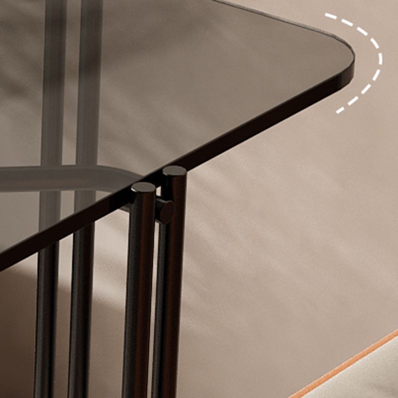 Modern Gray Glass Side End Table 4 Legs Double Tier Corner Table Clearhalo 'Coffee & Accent Tables' 'End & Side Tables' 'end_side_tables' 'furn' 'furn_end_side_tables' 'Furniture' 'Living Room Furniture' 1200x1200_c0ee3518-6a60-45d9-a6bc-87b73bf887b7