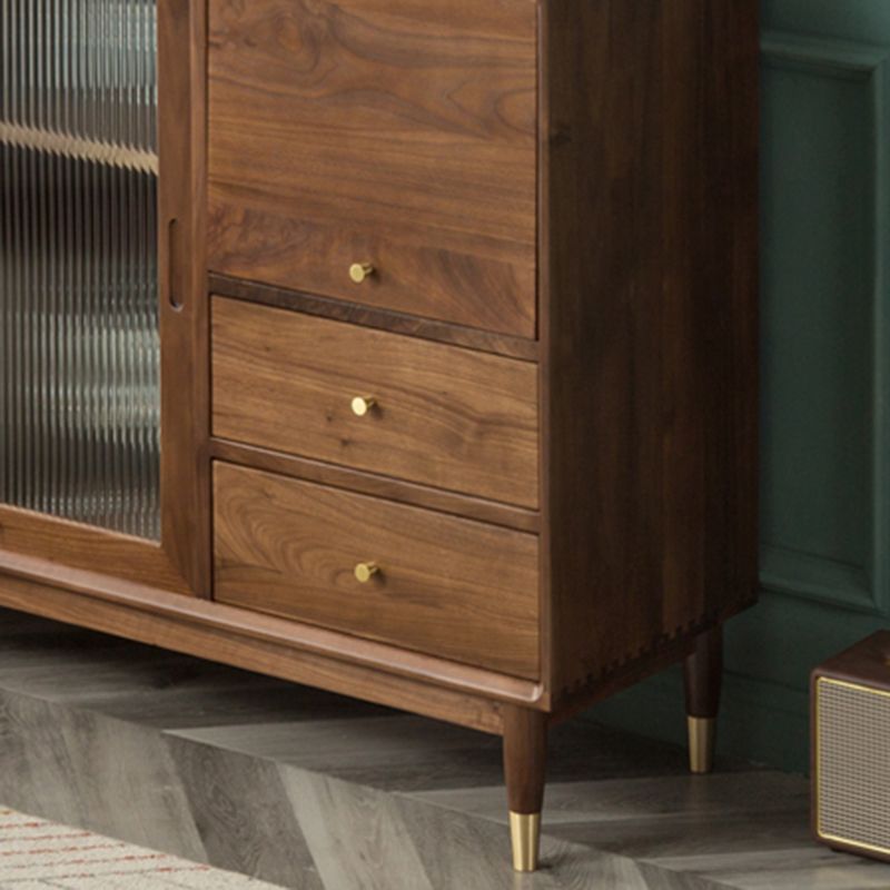 Portes en verre modernes armoire à buffet en bois massif avec armoires et tiroirs