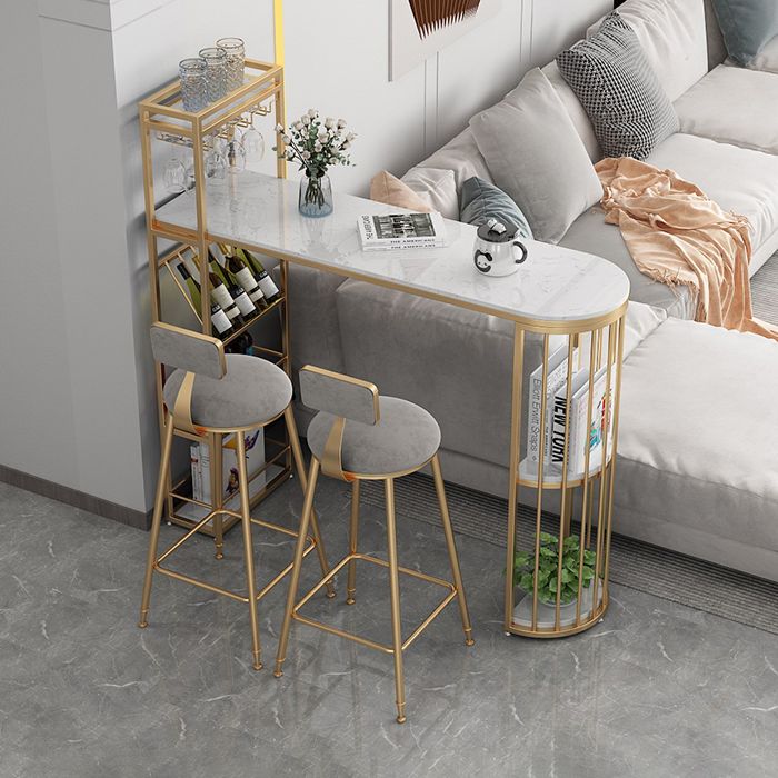 Woonkamer pubhoogte eettafel marmeren moderne bistro tafel met wijnrek