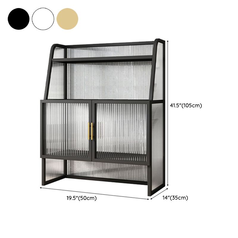 Glam Glass Doors Sideboard Cabinet Dining Room Metallic Credenza Clearhalo 'buffet_sideboard' 'Buffets & Sideboards' 'furn' 'furn_buffet_sideboard' 'Furniture' 'Kitchen & Dining Furniture' 1200x1200_c0f59ce1-c679-4bb3-bbee-4af5baf09528