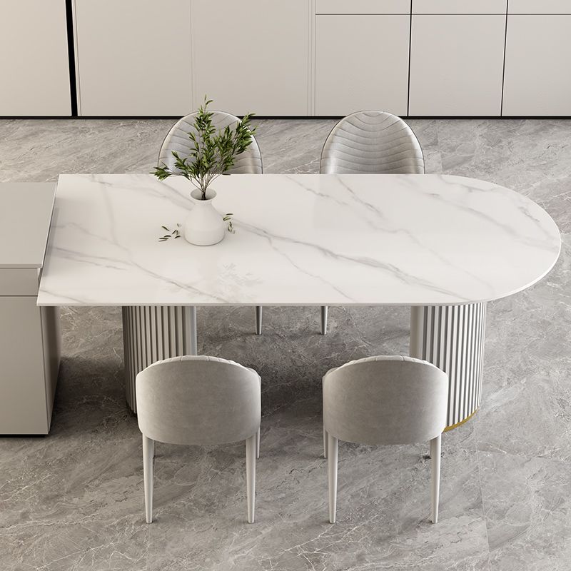 Free Form Sintered Stone Dining Table Luxury Table with Double Pedestal Clearhalo ' dining_table' 'Dining Tables & Seating' 'Dining Tables' 'furn' 'furn_dining_table' 'Furniture' 'furniture_dining_table' 'Kitchen & Dining Furniture' 'kitchen&dining_furn' 'kitchen' 'kitchen_dining_table' 1200x1200_c0f750a3-f2f6-4375-b3c2-505c6e5382f9