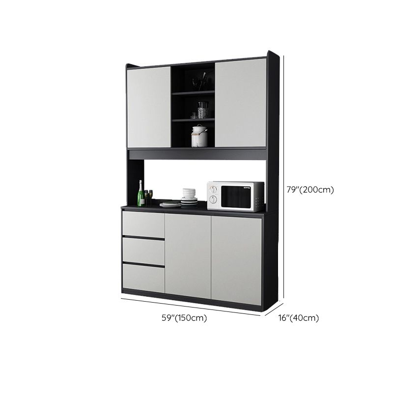 Modern Sideboard Buffet with Glass Doors Engineered Wood Buffet Server Clearhalo 'buffet_sideboard' 'Buffets & Sideboards' 'furn' 'furn_buffet_sideboard' 'Furniture' 'Kitchen & Dining Furniture' 1200x1200_c0f76614-fa38-4d0a-ab9b-2110ab391e74