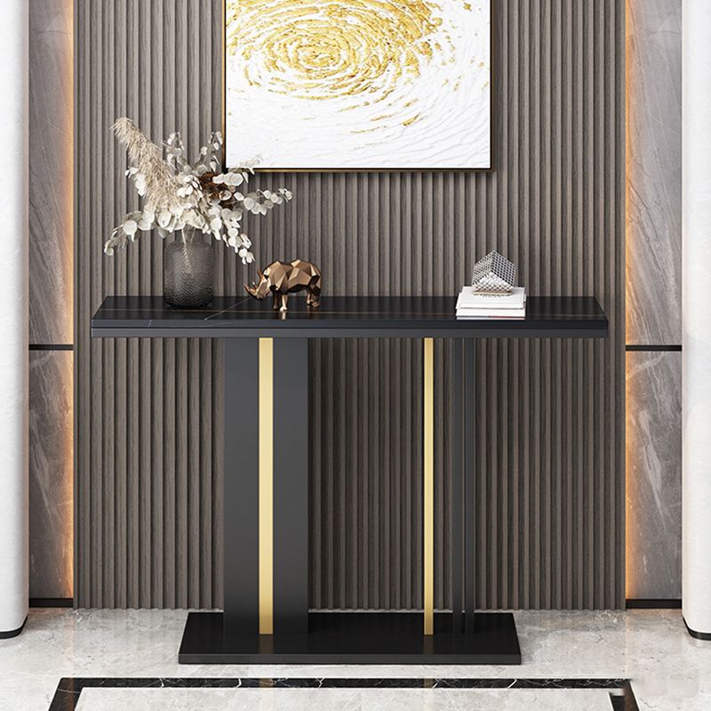 Tavolo console in stile glam con top in pietra e base di piedistallo per Hall