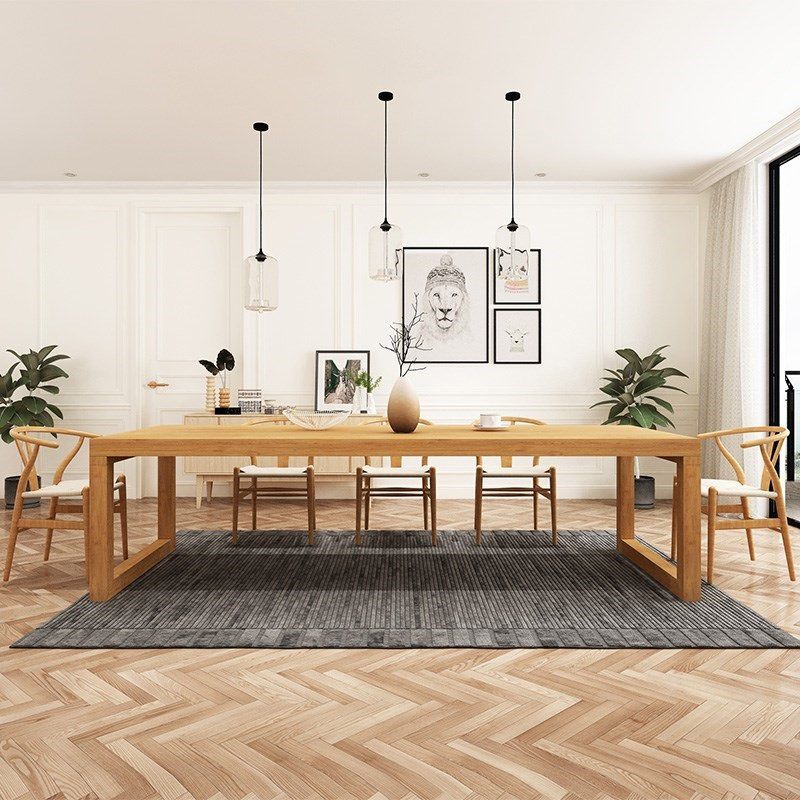 Table du site de salle à manger en bois massif moderne Rectangle Table à manger de base de traîneau en naturel