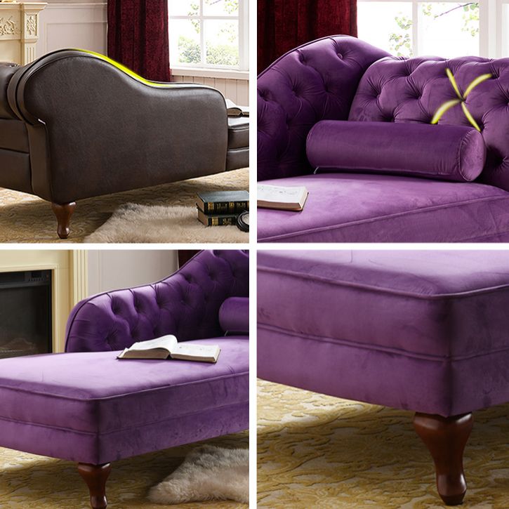 Traditional Micro-velvet Chaise Lounge Chair with One Arms, Upholstered Accent Chair Clearhalo 'Chairs & Seating' 'Chaise Lounge' 'chaise_lounge' 'furn' 'furn_chaise_lounge' 'Furniture' 'Living Room Furniture' 1200x1200_c0fb3e19-7fa3-4ab0-b511-5e440f06c0b2
