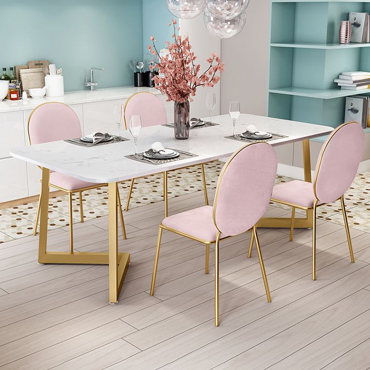 Rectangle Stone Dining Table Traditional Luxury Dinette Table for Home Clearhalo 'Dining Tables & Seating' 'Dining Tables' 'dining_table' 'furn' 'furn_dining_table' 'Furniture' 'furniture_dining_table' 'Kitchen & Dining Furniture' 1200x1200_c0fb9434-aef9-48cd-b268-1b2bf7f66440