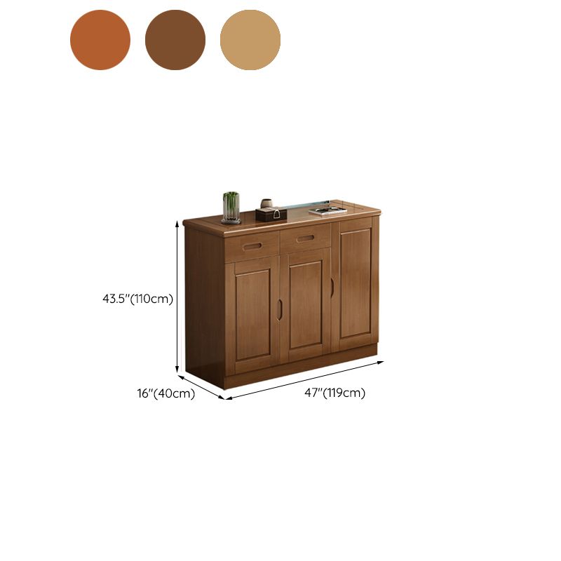 Mid-Century Modern Cabinet Rubberwood 2-Drawer with Shelves Grooves Accent Cabinet Clearhalo 'Cabinets & Chests' 'cabinets_chests' 'furn' 'furn_cabinets_chests' 'Furniture' 'Living Room Furniture' 1200x1200_c0fc6459-d91d-43af-993d-f2a144ad88dd