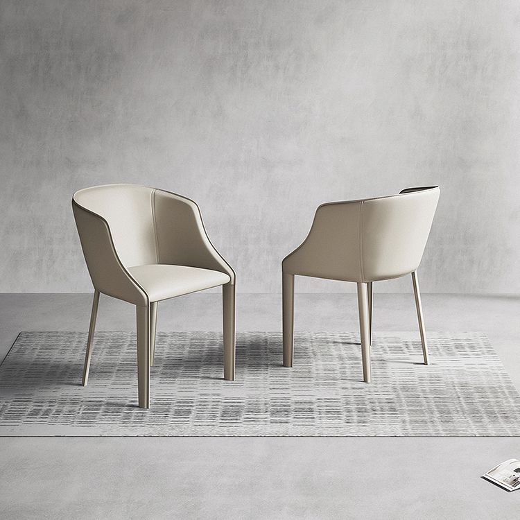 Leather Metal Contemporary Dining Chair Dining Room Solid Back Chair with Arm Clearhalo ' kitchen&dining_furn' 'Dining Chairs' 'Dining Tables & Seating' 'dining_chair' 'furn' 'furn_dining_chair' 'Furniture' 'furniture_dining_chair' 'Kitchen & Dining Furniture' 'kitchen' 1200x1200_c0fccea7-df21-453d-bebd-7982eb8f784e