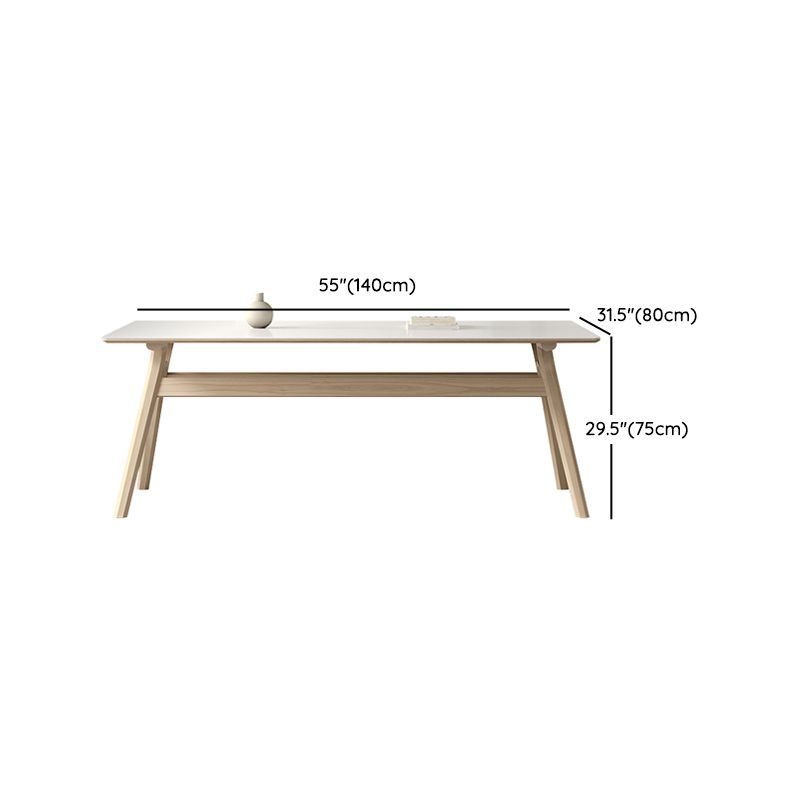 Table à manger de base en bois à frêne en pierre fritrée contemporaine avec chaises