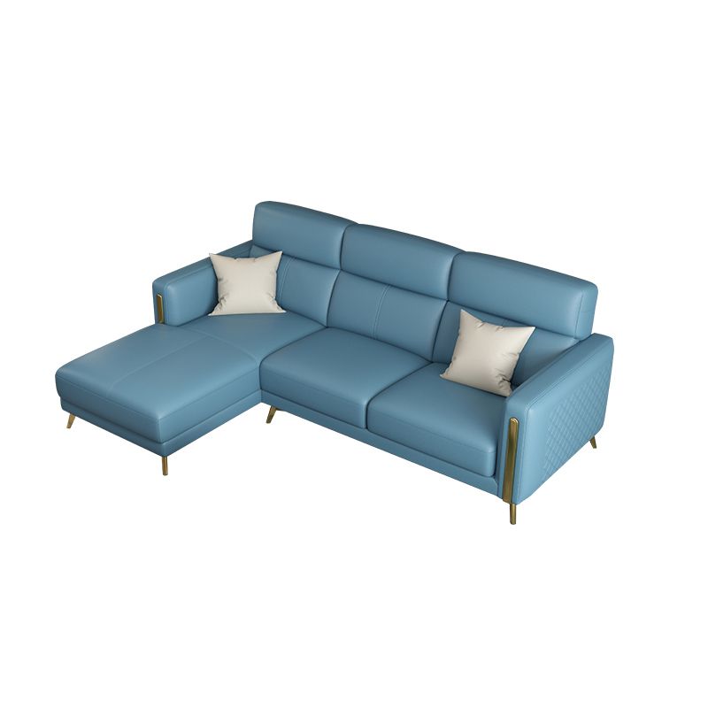 Glam Stationary Sectional Sofa Cushion Back Leather Living Room Set Clearhalo 'furn' 'furn_sectionals' 'Furniture' 'Living Room Furniture' 'Sectionals' 1200x1200_c0fec415-d7c2-4e64-ae31-44fa1ba07de4