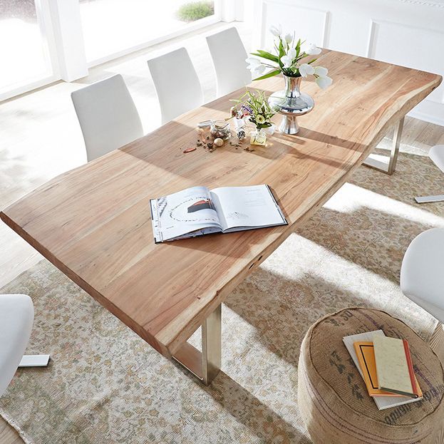 Rectangle Wood Color Dining Table Solid Wood Table Glam Style with Double Pedestal Clearhalo ' dining_table' 'Dining Tables & Seating' 'Dining Tables' 'furn' 'furn_dining_table' 'Furniture' 'furniture_dining_table' 'Kitchen & Dining Furniture' 'kitchen&dining_furn' 'kitchen' 'kitchen_dining_table' 1200x1200_c10114bb-b1e4-4a18-acd1-960a46391187