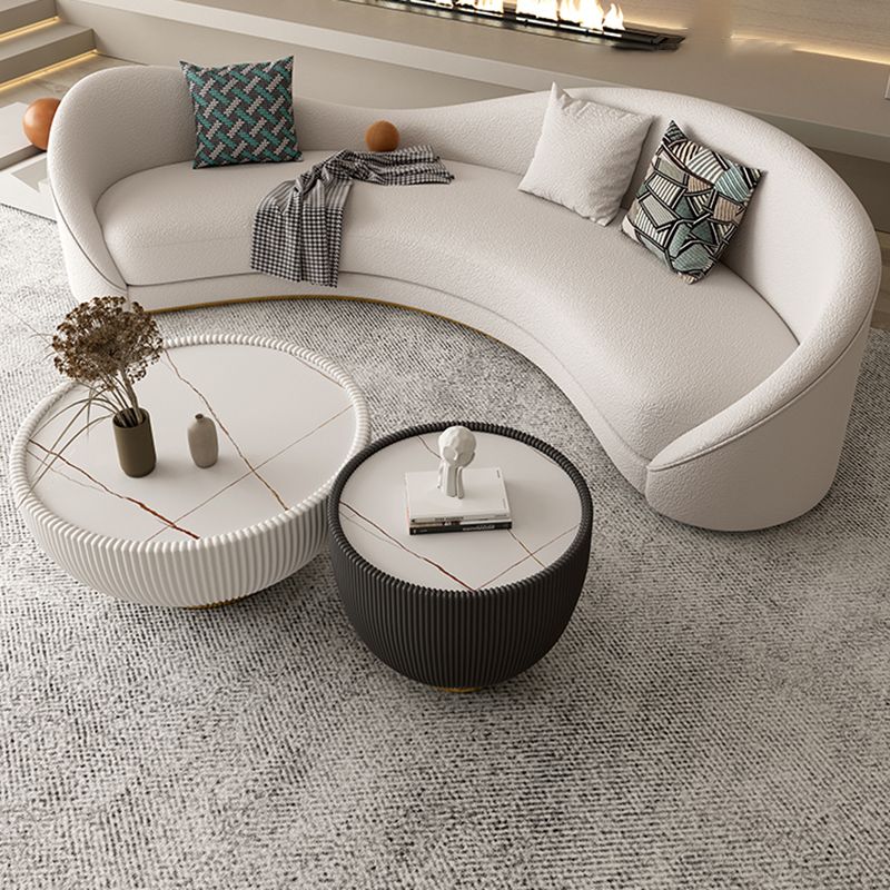 Northern European Curved Sofa 31.5" High Wool Settee in Beige Clearhalo 'furn' 'furn_sofas' 'Furniture' 'Living Room Furniture' 'Sofa' 'sofas' 1200x1200_c104bd68-ef4a-430d-83aa-e71fad2dbeb7