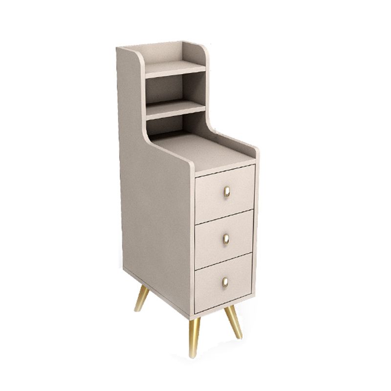 Mesa nocturna de almacenamiento abierta de cama de madera con patas con piernas