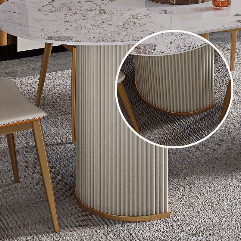 Luxury Sintered Stone Table Oval White Table with Double Pedestal Clearhalo 'Dining Tables & Seating' 'Dining Tables' 'dining_table' 'furn' 'furn_dining_table' 'Furniture' 'Kitchen & Dining Furniture' 1200x1200_c105f3bc-9c6c-45a4-a2c2-565cb03ebae7