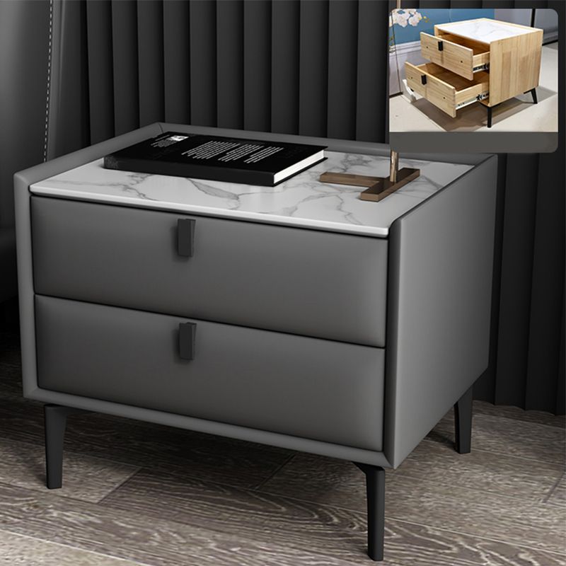 Solid Wood Bedside Table, Modern 2 - Drawer Stone Top Nightstand Clearhalo 'Bedroom Furniture' 'furn' 'furn_night_stand' 'Furniture' 'night_stand' 'Nightstands' 1200x1200_c106e2d0-ce16-4992-86f4-7f48a78326c8