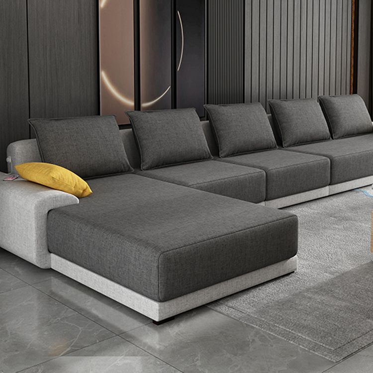 Contemporary Loose Back Removable Cushions Sofa with Reversible Chaise Slipcovered Sofa Clearhalo 'furn' 'furn_sectionals' 'Furniture' 'furniture_sectionals' 'kitchen' 'kitchen_sectionals' 'Living Room Furniture' 'Sectionals' 1200x1200_c106fc0f-754b-433f-acbe-41c00bbdb7dd