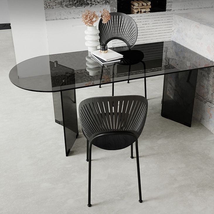 Free Form Tempered Glass Table for Restaurant Modern Table with Double Pedestal Clearhalo ' dining_table' 'Dining Tables & Seating' 'Dining Tables' 'furn' 'furn_dining_table' 'Furniture' 'furniture_dining_table' 'Kitchen & Dining Furniture' 'kitchen&dining_furn' 'kitchen' 'kitchen_dining_table' 1200x1200_c1078bca-cb3c-4f07-9c6d-001669b35a31