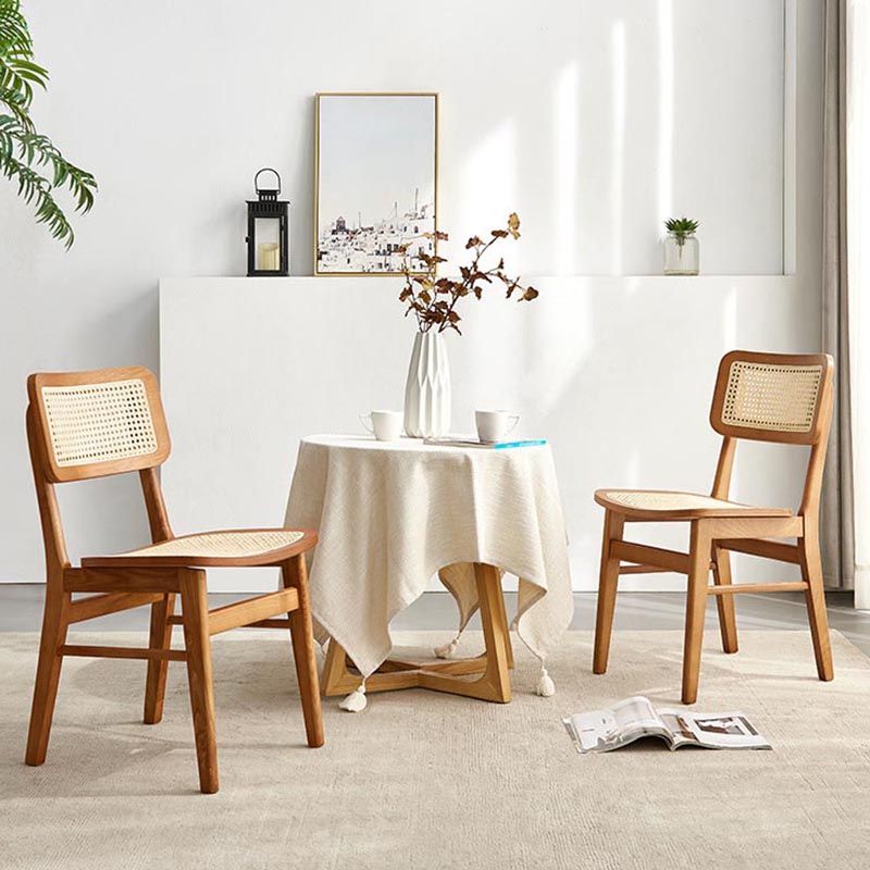 Solid Wood Side Chair Traditional Rattan Dining Chair with Wood Base Clearhalo 'Dining Chairs' 'Dining Tables & Seating' 'dining_chair' 'furn' 'furn_dining_chair' 'Furniture' 'Kitchen & Dining Furniture' 1200x1200_c109753e-51ad-47d7-a2d1-e2ebfd6be36b