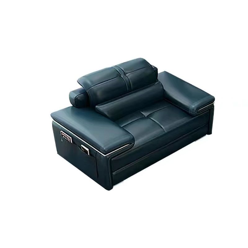 Genuine Leather Sectional 34.65"High Pillow Top Arm Sofa with Storage, Blue Clearhalo 'furn' 'furn_sectionals' 'Furniture' 'furniture_sectionals' 'kitchen' 'kitchen_sectionals' 'Living Room Furniture' 'Sectionals' 1200x1200_c10aefbf-d46e-4ed7-802e-905db5366875