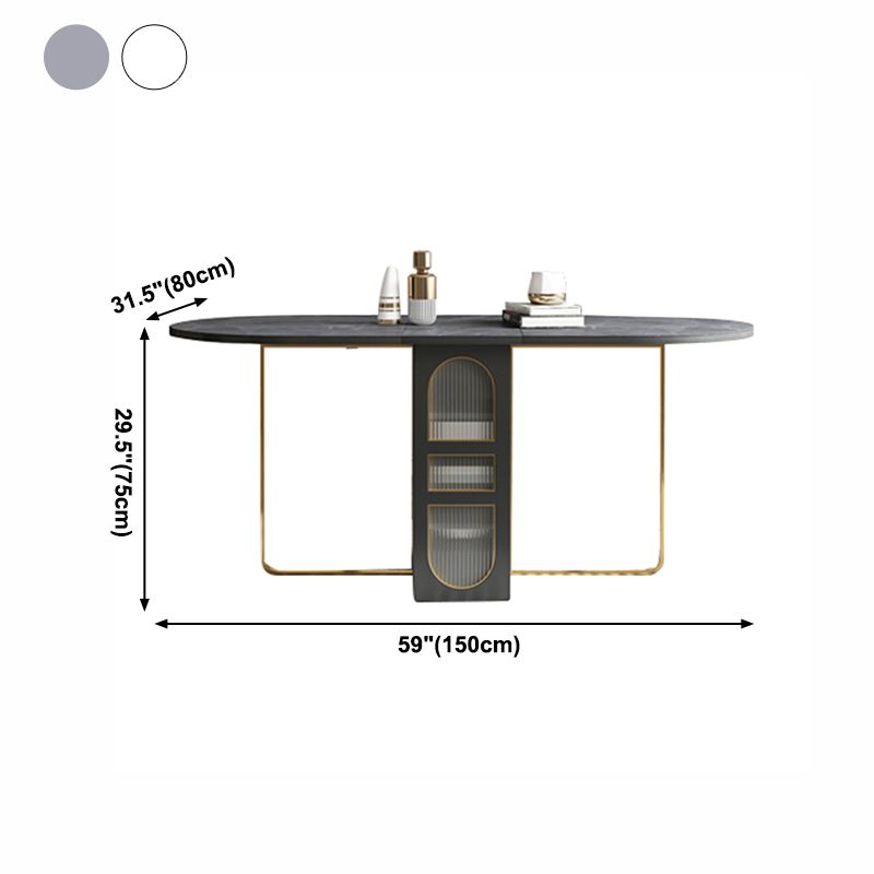 Modern Style Rectangle Dining Table Sintered Stone Drop-Leaf 59" Table for Home Use Clearhalo ' dining_table' 'Dining Tables & Seating' 'Dining Tables' 'furn' 'furn_dining_table' 'Furniture' 'furniture_dining_table' 'Kitchen & Dining Furniture' 'kitchen&dining_furn' 'kitchen' 'kitchen_dining_table' 1200x1200_c10b4b3b-c44b-4dd6-b4d4-b71d8d541773