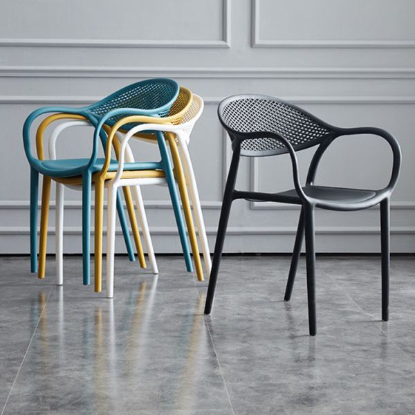 Contemporary Plastic Arm Chair Open Back Kitchen Dining Room Chair Clearhalo 'Dining Chairs' 'Dining Tables & Seating' 'dining_chair' 'furn' 'furn_dining_chair' 'Furniture' 'furniture_dining_chair' 'Kitchen & Dining Furniture' 1200x1200_c10b86b0-01f4-4c9c-a692-15f1fc539cfe