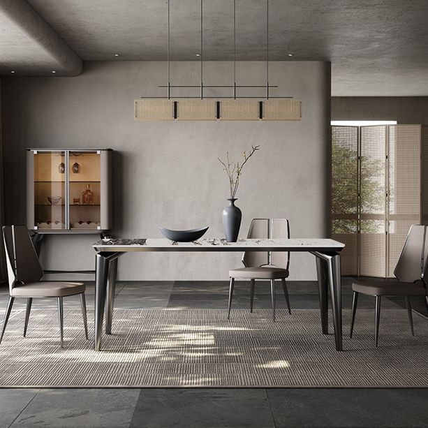 Designer Style Sintered Stone Dining Set Rectangle 1/3/4/6 Pieces Dining Room Table Set Clearhalo 'Dining Room Sets' 'Dining Tables & Seating' 'dining_room_set' 'furn' 'furn_dining_room_set' 'Furniture' 'Kitchen & Dining Furniture' 1200x1200_c10d63ef-ec4f-4baf-9723-95706d14af6c