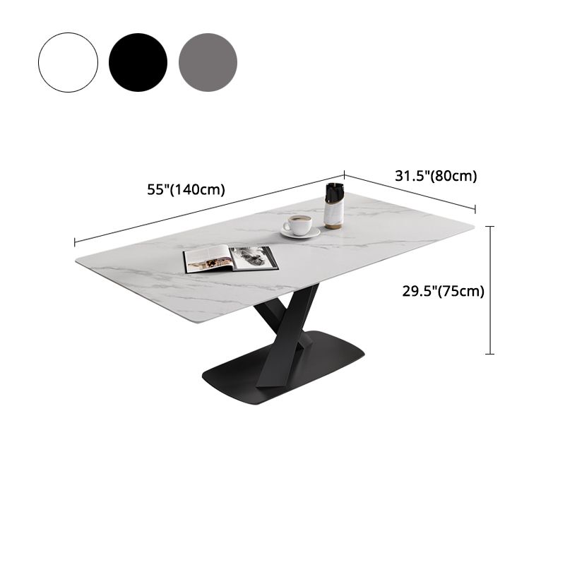 Modern Rectangle Dinette Set 1/3/4/5/6/7 Pieces Dining Table Set with Sintered Stone Top Clearhalo 'Dining Room Sets' 'Dining Tables & Seating' 'dining_room_set' 'furn' 'furn_dining_room_set' 'Furniture' 'furniture_dining_room_set' 'Kitchen & Dining Furniture' 1200x1200_c10f8516-bf43-4fcc-91e8-c5d3318c1380