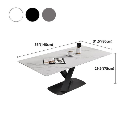 Modern Rectangle Dinette Set 1/3/4/5/6/7 Pieces Dining Table Set with Sintered Stone Top Clearhalo 'Dining Room Sets' 'Dining Tables & Seating' 'dining_room_set' 'furn' 'furn_dining_room_set' 'Furniture' 'furniture_dining_room_set' 'Kitchen & Dining Furniture' 1200x1200_c10f8516-bf43-4fcc-91e8-c5d3318c1380
