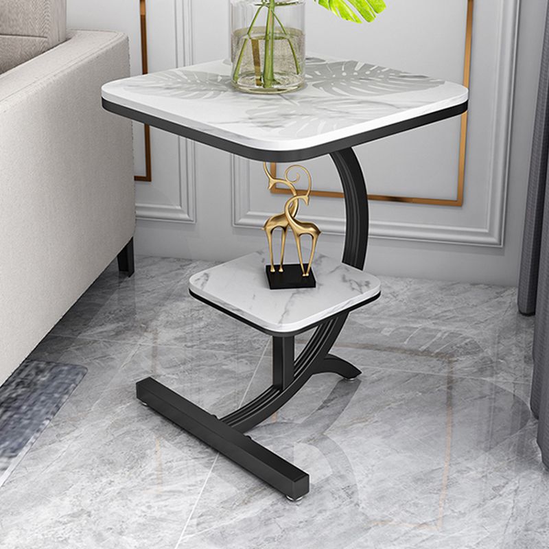 Double Tier Square Slate Top End Table Metal C Side Table for Living Room Clearhalo 'Coffee & Accent Tables' 'End & Side Tables' 'end_side_tables' 'furn' 'furn_end_side_tables' 'Furniture' 'Living Room Furniture' 1200x1200_c1102dce-f063-43ec-850a-d4412373dfc3