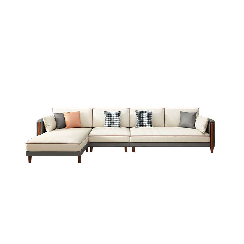 Contemporary Square Arm Sectional with Pillowed Back Cushions Clearhalo 'furn' 'furn_sectionals' 'Furniture' 'furniture_sectionals' 'kitchen' 'kitchen_sectionals' 'Living Room Furniture' 'Sectionals' 1200x1200_c1109376-e8e8-45e4-bc10-e37f74026d72