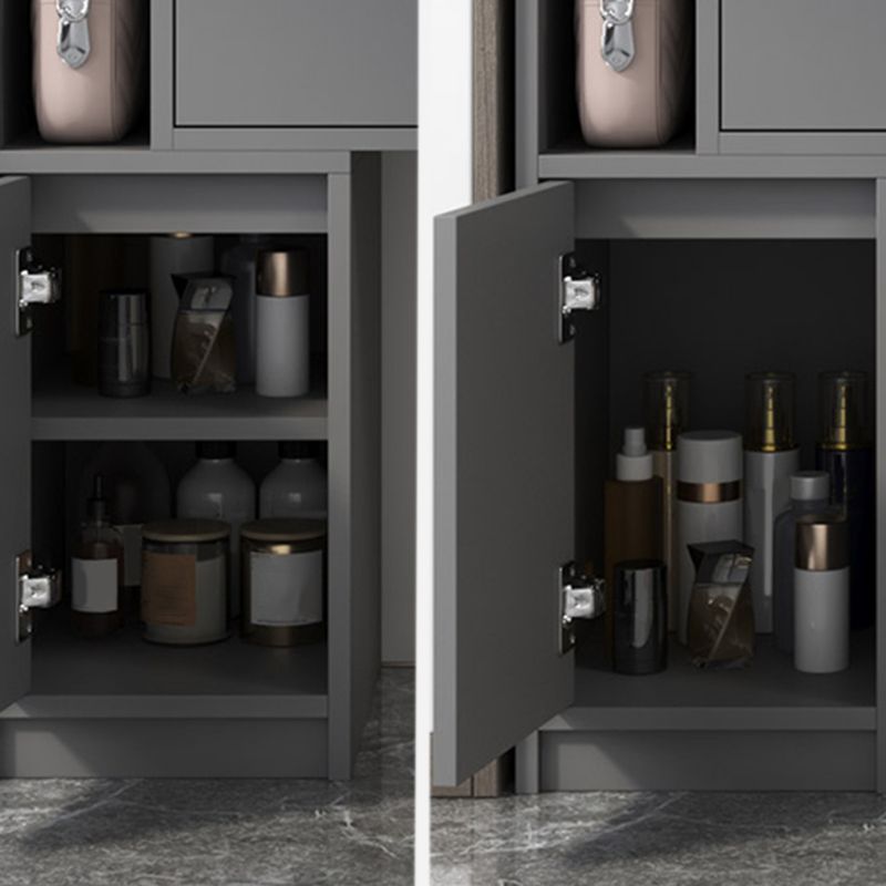 Materiale a base di legno in stile glam tavolo da toeletta bianca/grigia con cassetti e ripiani