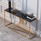 Glam Rectangle Console Table Antique Finish Console Sofa Table in Marble