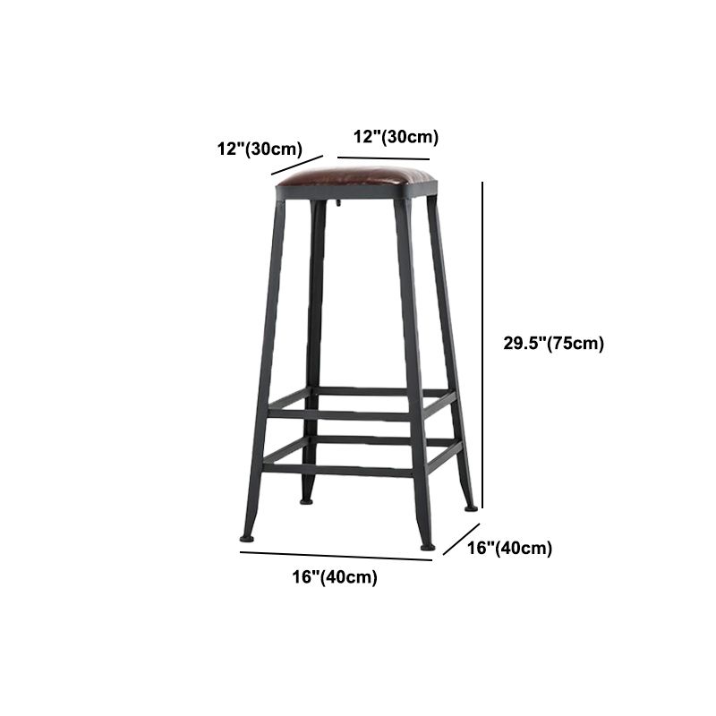 Industrial Armless Counter Stool Iron Milk Tea Shop Bar Stool with Cushion and Pedal Clearhalo 'Bar Furniture' 'Bar Stools' 'bar_stools' 'furn' 'furn_bar_stools' 'Furniture' 'Kitchen & Dining Furniture' 1200x1200_c1144eb3-0d32-4897-806d-093366ea4878