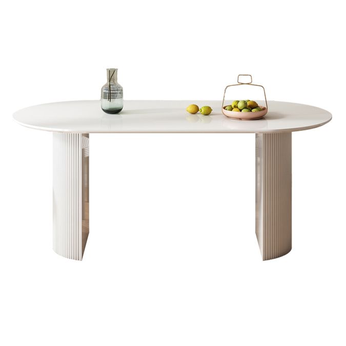 Contemporary White Standard Dining Table Kitchen Dining Table with Double Pedestal Bases Clearhalo ' dining_table' 'Dining Tables & Seating' 'Dining Tables' 'furn' 'furn_dining_table' 'Furniture' 'furniture_dining_table' 'Kitchen & Dining Furniture' 'kitchen&dining_furn' 'kitchen' 'kitchen_dining_table' 1200x1200_c11548ff-c767-4c4a-8586-cc883ff2cdf2