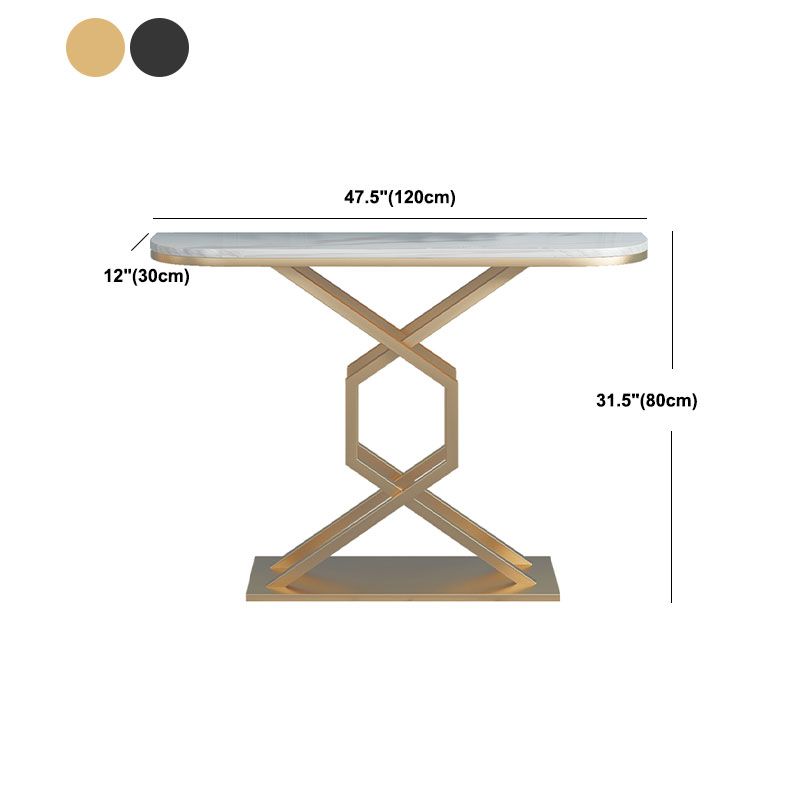 Tavolo console di marmo glam resistente alla mezza luna resistente a 12 "W tavolo accento per Hall