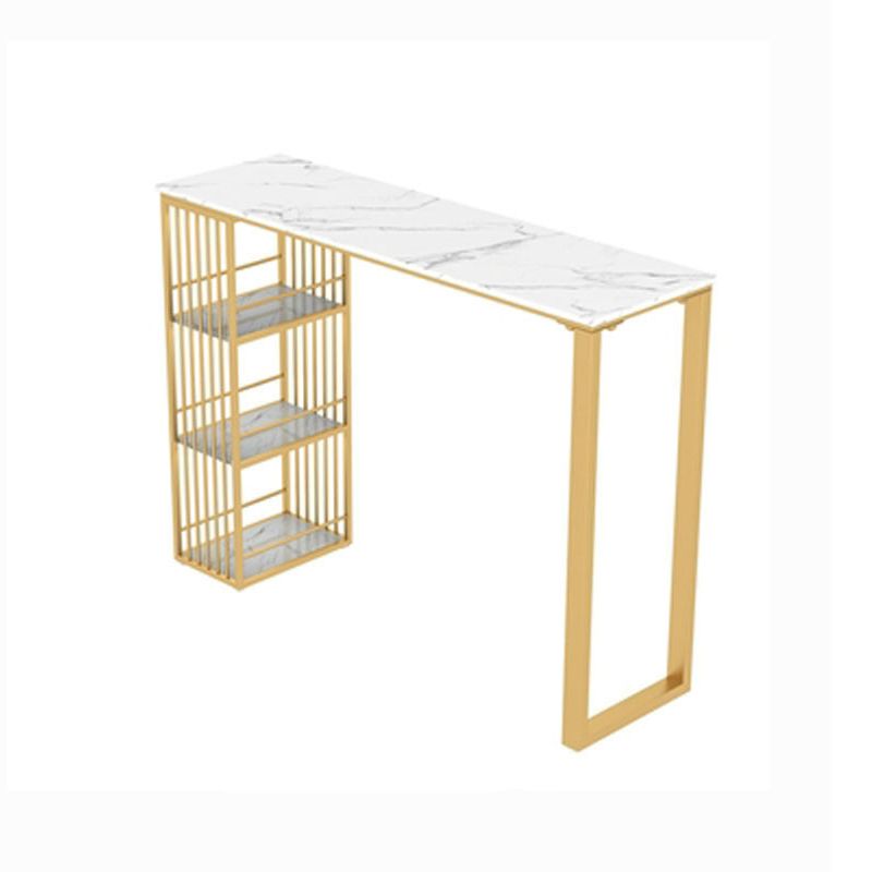 White Glam Style Bar Table in Faux Marble Living Room Bar Table Clearhalo 'Bar Furniture' 'Bar Tables' 'bar_tables' 'furn' 'furn_bar_tables' 'Furniture' 'furniture_bar_tables' 'Kitchen & Dining Furniture' 1200x1200_c11601ba-3d42-46ed-8e8a-c3671d76cb9a