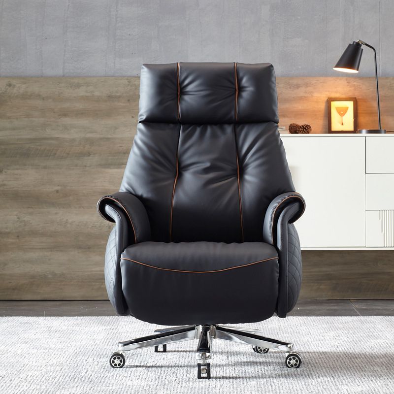 27-inch brede moderne managersstoel Zwart lederen directiestoel