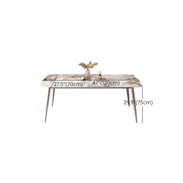Modern White Stone Rectangular Kitchen Dining Table for Dining Hall Clearhalo 'Dining Tables & Seating' 'Dining Tables' 'dining_table' 'furn' 'furn_dining_table' 'Furniture' 'Kitchen & Dining Furniture' 1200x1200_c1194f17-ec76-44ff-8303-09b6b6fa7c10