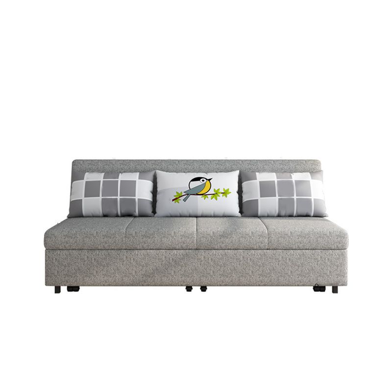 Tissu contemporain futon et matelas, canapé-lit de stockage en gris