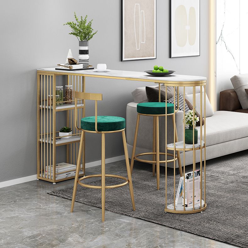 Glam Style Bar Table Stone Pub Table with Iron Shelf for Dining Room, Only Table Clearhalo 'Bar Furniture' 'Bar Tables' 'bar_tables' 'Furniture' 'furniture_bar_tables' 'Kitchen & Dining Furniture' 1200x1200_c11dfbd9-b300-4b38-8093-2d635acc0fb5