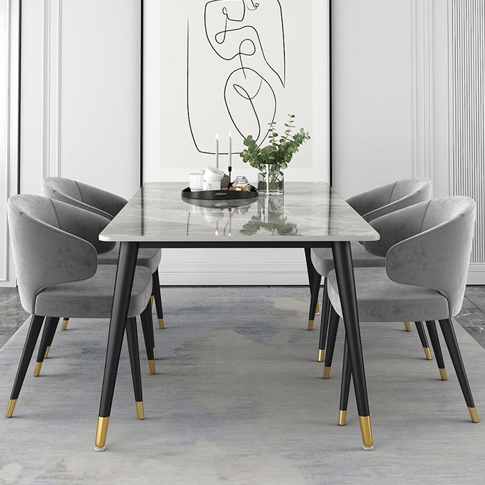 Metal and Stone Table Glam Style Simple Family Rectangular Dining Table Clearhalo 'Dining Tables & Seating' 'Dining Tables' 'dining_table' 'furn' 'furn_dining_table' 'Furniture' 'Kitchen & Dining Furniture' 1200x1200_c11e0403-478c-44cd-b1a7-3a4a0c3ee539