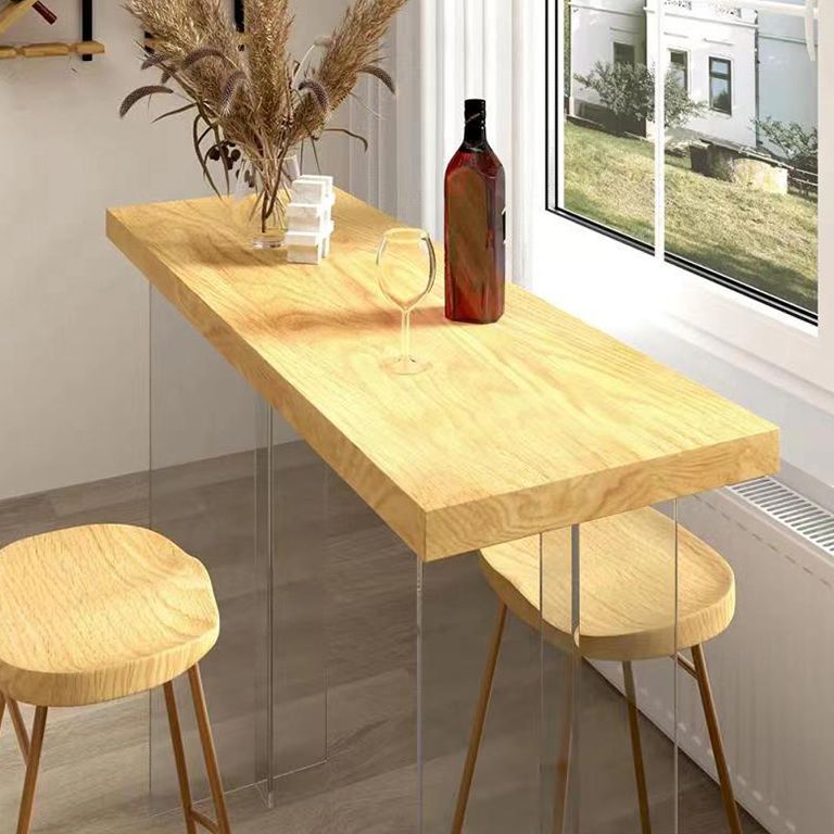 Rectangle Solid Wood Bar Height Table Contemporary Acrylic Double Pedestal Bar Table Clearhalo 'Bar Furniture' 'Bar Tables' 'bar_tables' 'furn' 'furn_bar_tables' 'Furniture' 'Kitchen & Dining Furniture' 1200x1200_c120393a-8bb1-480b-b130-23dfd1d7dfe8