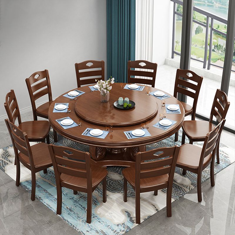 Solid Wood Dining Table Traditional Round Dining Table for Kitchen