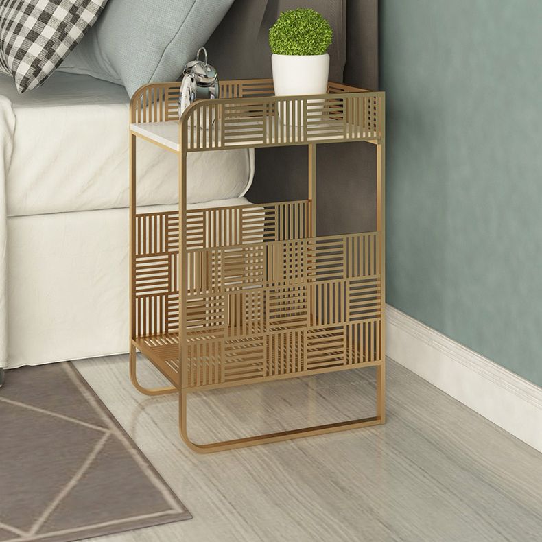 19,69 "Tableau de table de chevet en pierre à 2 étagères Table de nuit ouverte