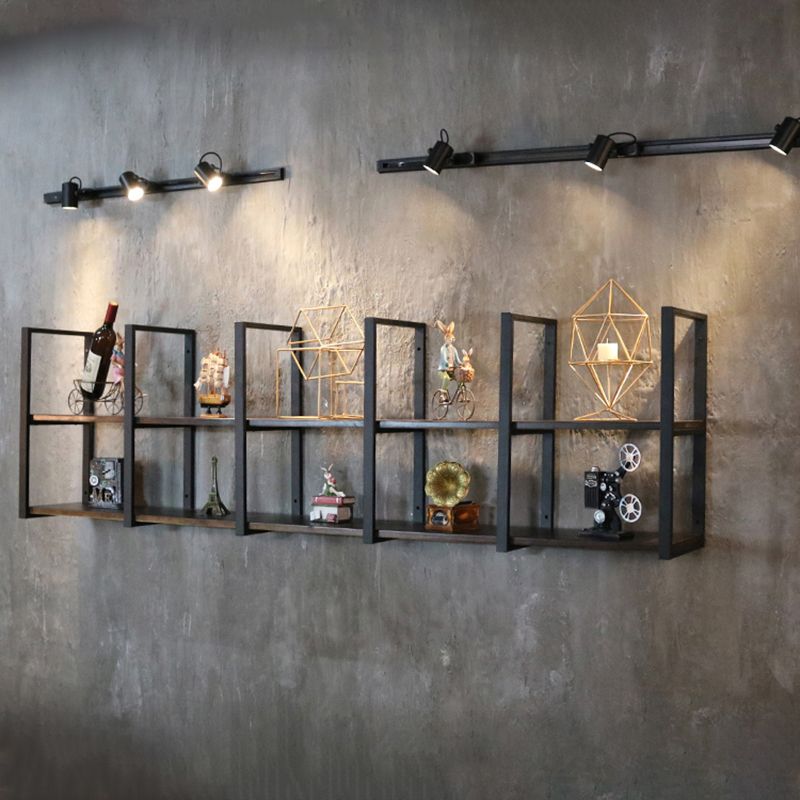 Industrial Wooden Storage Bookshelf Wall Mounted Bookcase with Rectangle Shelves Clearhalo 'Bookcases' 'furn' 'furn_bookcases' 'Furniture' 'Office Furniture' 1200x1200_c1295241-ac59-4849-8b99-8d1de5a608f8