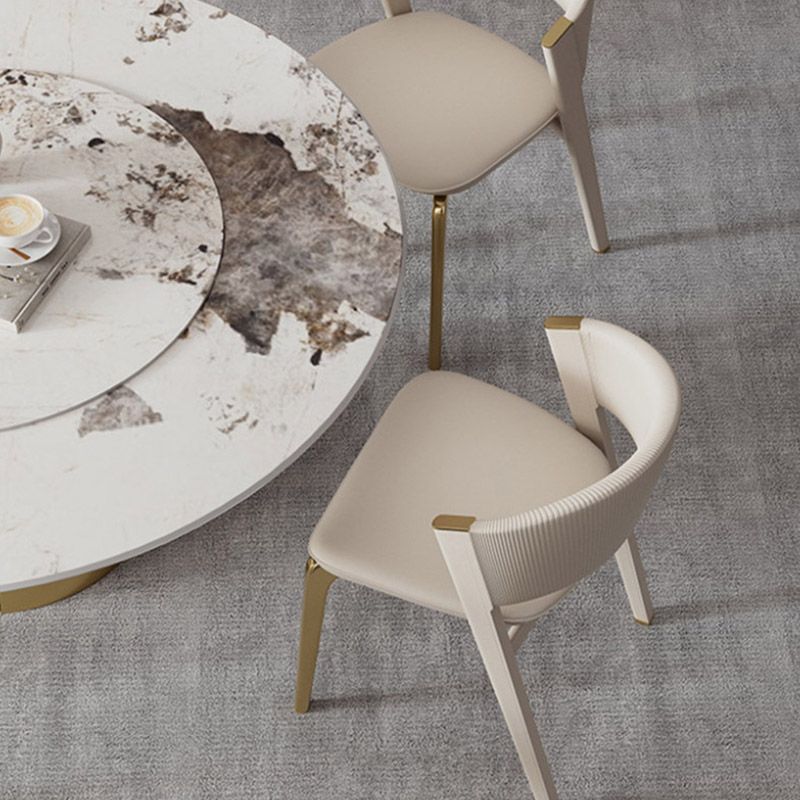 Glam Kitchen Dining Side Chair  Open Back Metal Legs Armless Chair