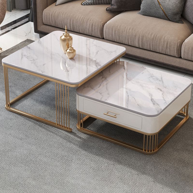 Frame Base 2 Nesting Coffee Table with Storage Metal Coffee Table Set Clearhalo 'Coffee & Accent Tables' 'Coffee Tables' 'coffee_tables' 'furn' 'furn_coffee_tables' 'Furniture' 'Living Room Furniture' 1200x1200_c12d2b88-5544-45ed-bed4-fac66254eb1a
